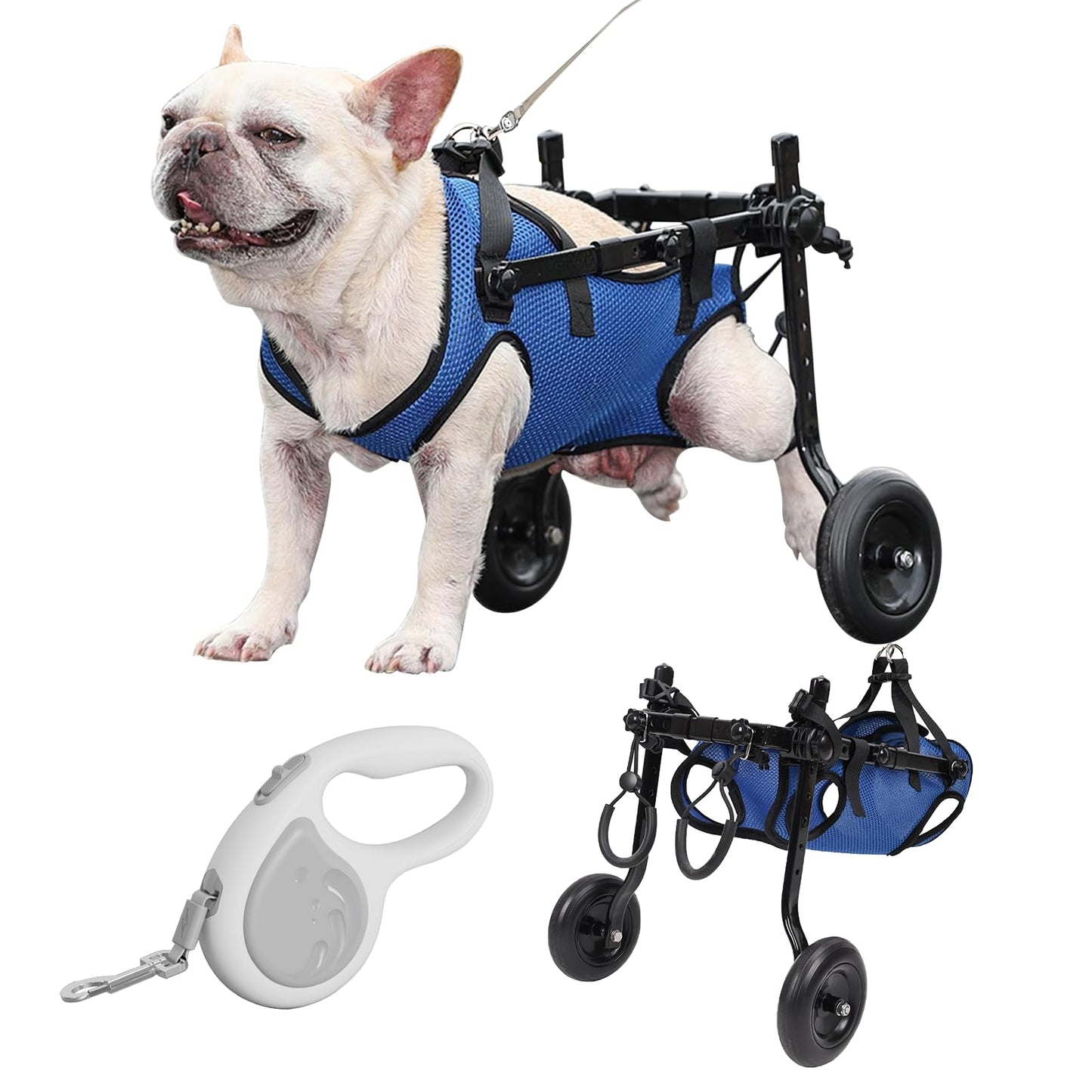 Dog Wheelchair for Back Legs with Pet Traction Rope Medium Wheelchair for Dogs with Disabled Hind Legs Walking Adjustable Dog Carts with Heavy Duty Wheels