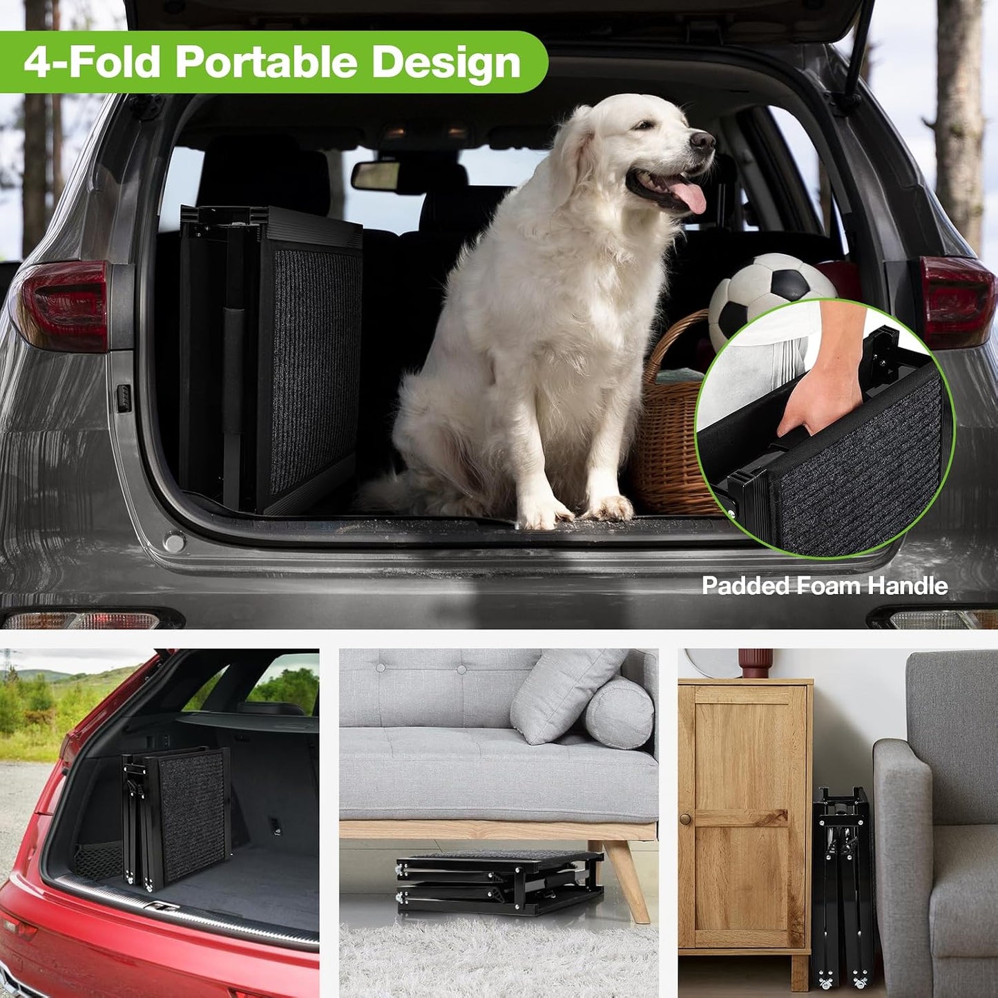 Dog Ramp for Car,63" X 17" Wide Folding Pet Ramp Dog Ramps for Medium & Large Dogs with Non-Slip Rug Surface ,Portable Dog Car Ramp for SUV Car & Truck, Outdoor Dog Ramp up to 250 LBS