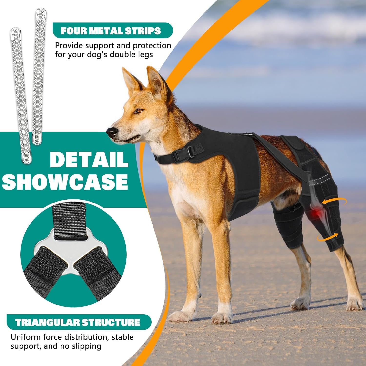 Dog Knee Braces for Torn Acl Hind Leg, Adjustable Joint Brace Non-Slip | Double Leg Support with Vest，Ccl Tear, Arthritis, Patella Luxating Recovery Cruciate Care for Small Medium Large Dog, L