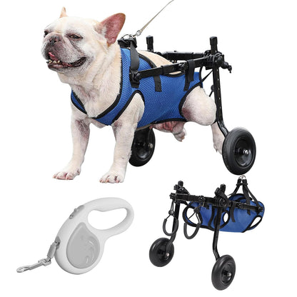 Dog Wheelchair for Back Legs with Pet Traction Rope Medium Wheelchair for Dogs with Disabled Hind Legs Walking Adjustable Dog Carts with Heavy Duty Wheels