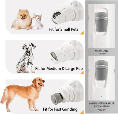 Ultimate Pet Nail Grinder with LED Light - 2-Speed, Low Noise, Painless Paw Care for Dogs & Cats, Includes 2 Grinding Heads