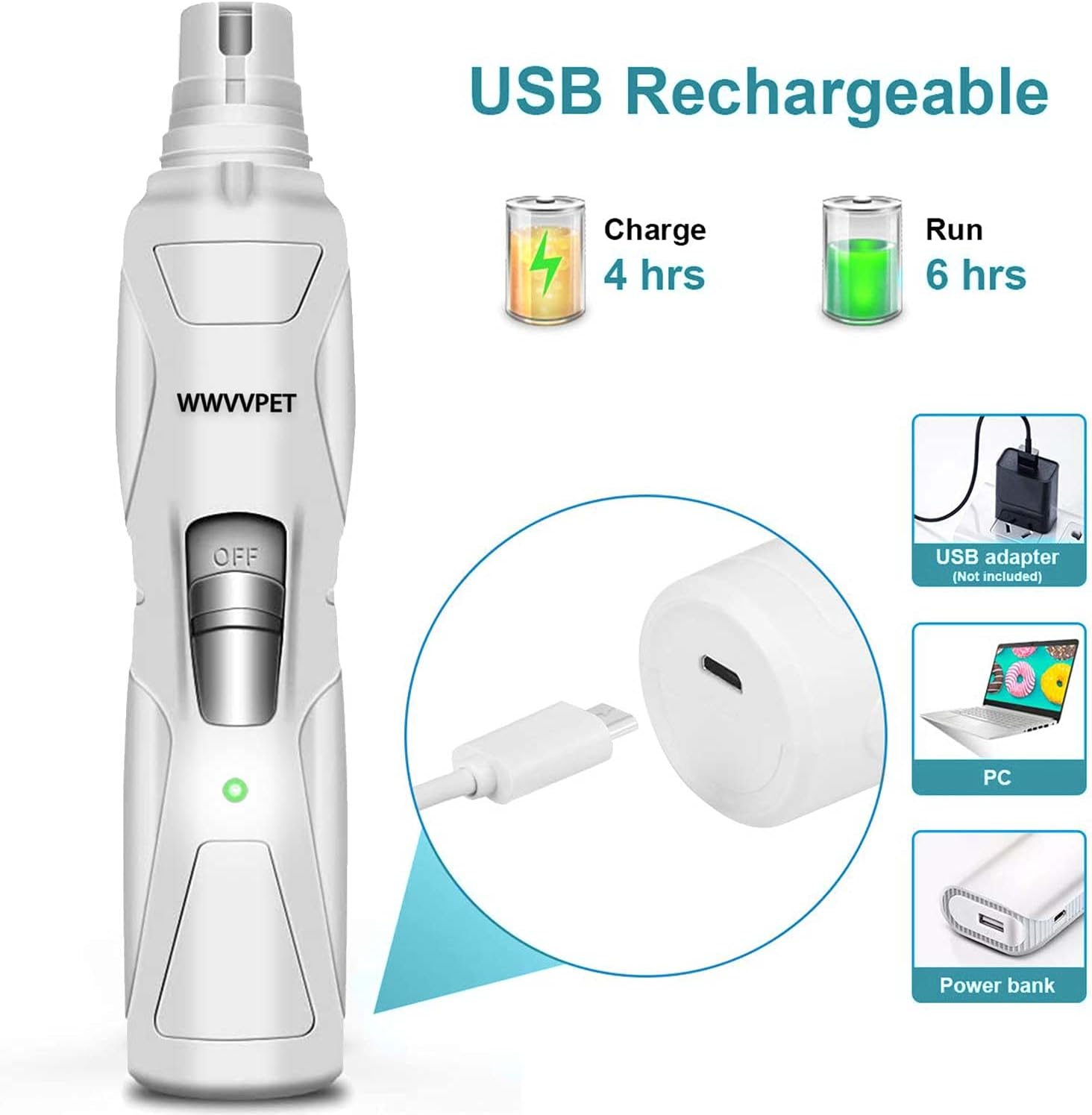 Ultimate Pet Nail Grinder with LED Light - 2-Speed, Low Noise, Painless Paw Care for Dogs & Cats, Includes 2 Grinding Heads