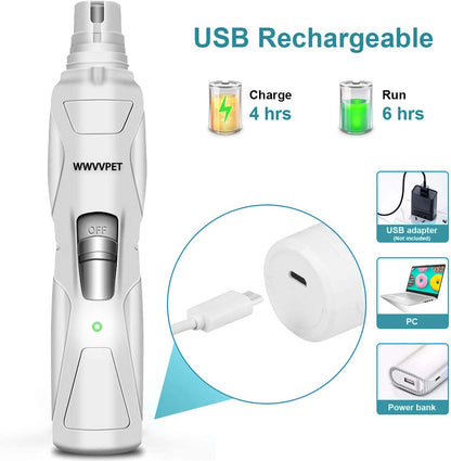 Ultimate Pet Nail Grinder with LED Light - 2-Speed, Low Noise, Painless Paw Care for Dogs & Cats, Includes 2 Grinding Heads