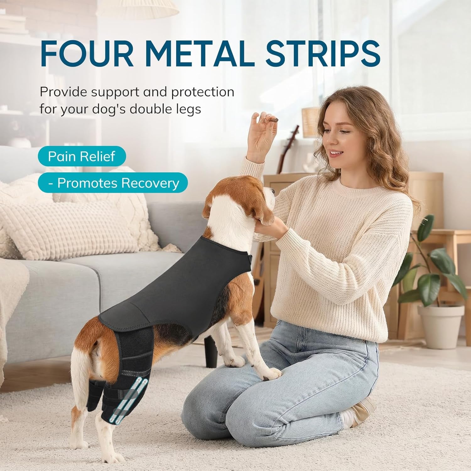 Adjustable Dog Knee Brace for ACL Tear and Arthritis Recovery - Dual Hind Leg Support with Harness Connection - Orthopedic Leg Wrap for Joint Stability and Pain Relief in Small to Large Dog ( (3XL)