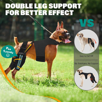 Dog Knee Braces for Torn Acl Hind Leg, Adjustable Joint Brace Non-Slip | Double Leg Support with Vest，Ccl Tear, Arthritis, Patella Luxating Recovery Cruciate Care for Small Medium Large Dog, S