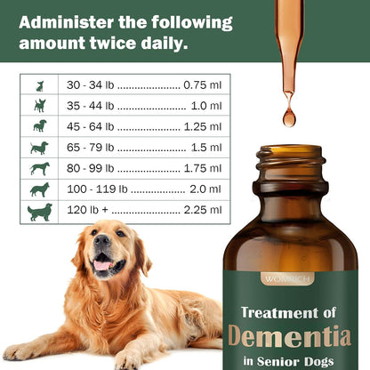 Senior Dog Supplements for Brain Health & Nervous System Support, Mushroom Supplement for Dogs, Dementia Supplement for Calming & Relaxation, Addresses Getting Lost, Social Withdrawal - 59 ML